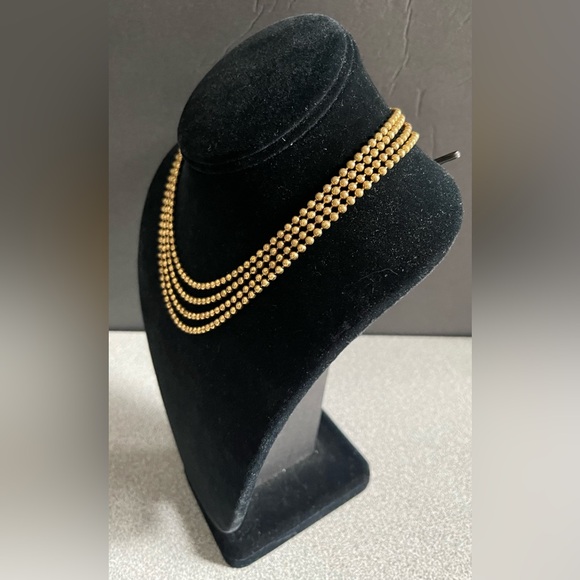 Vintage Four Strand 10k GP Beaded Necklace - Picture 2 of 4